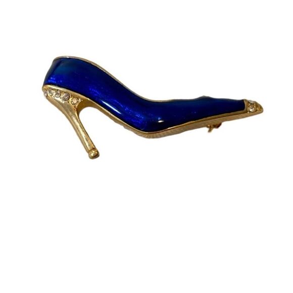 Cobalt Blue & Bright Gold Toned Stiletto Brooch. - Picture 3 of 8